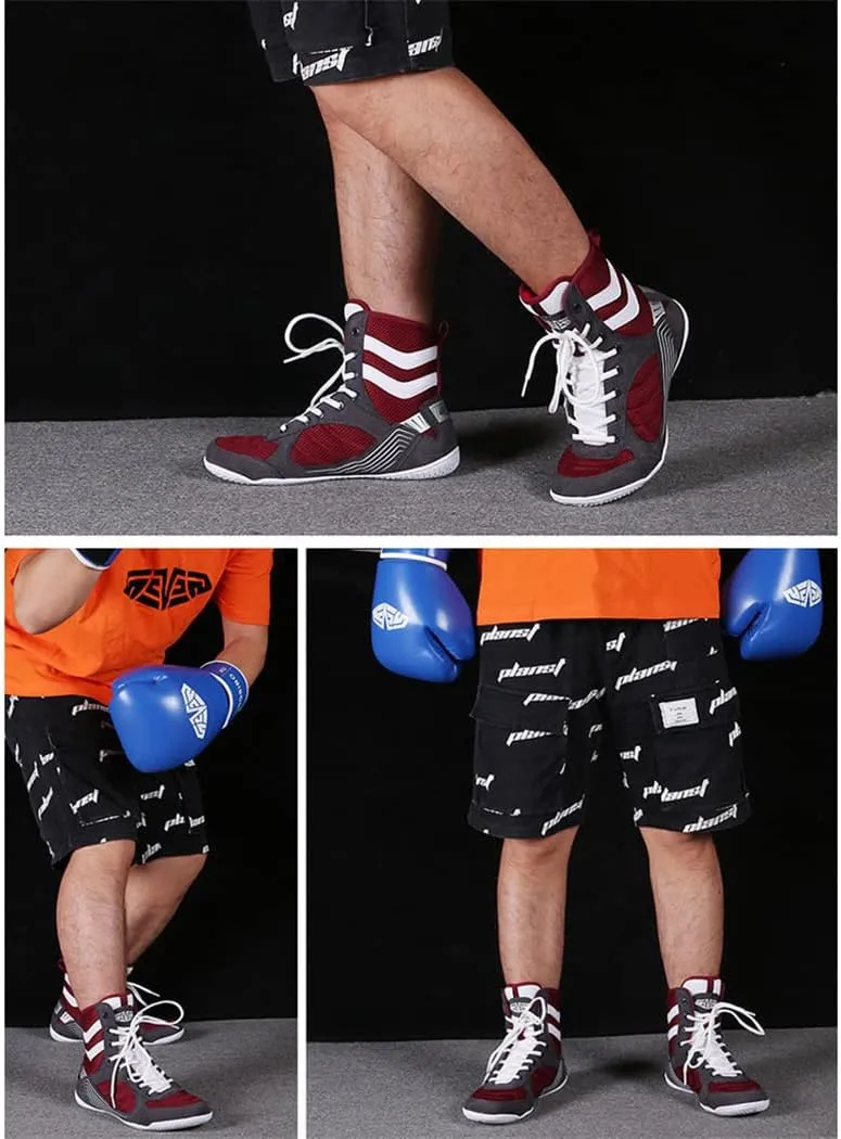 Men's Boxing Footwear, Breathable Wrestling Shoes Teenagers Kickboxing Sparring Boxers Trainers Bodybuilding Boxing Sneaker