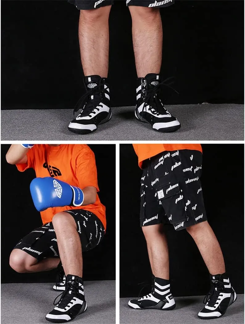 Men's Boxing Footwear, Breathable Wrestling Shoes Teenagers Kickboxing Sparring Boxers Trainers Bodybuilding Boxing Sneaker