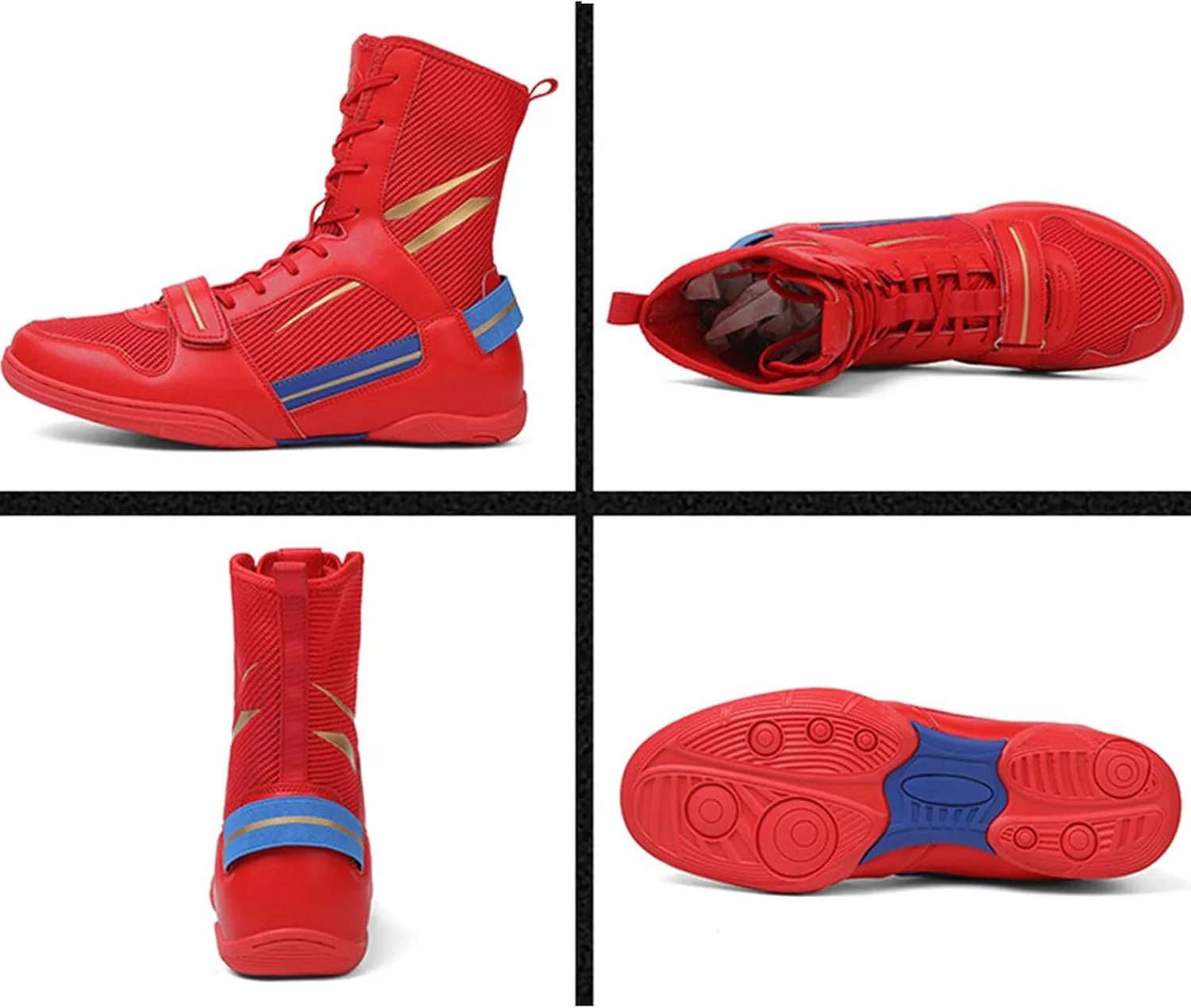 Men's Boxing Shoes Wrestling Fitness Training Non-Slip Rubber Sole Boxing Boots Breathable for Fighting, Powerlifting, Bodybuilding