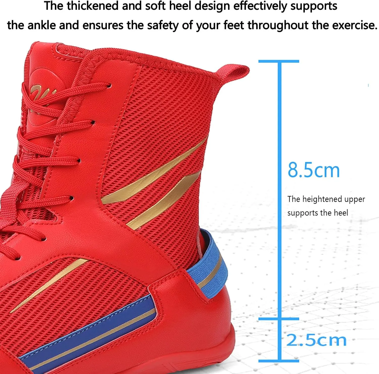 Men's Boxing Shoes Wrestling Fitness Training Non-Slip Rubber Sole Boxing Boots Breathable for Fighting, Powerlifting, Bodybuilding