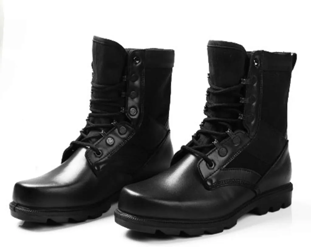 Men's Combat BootsOutdoor Mountaineering Off-Road Tactical Boots High-Tops Military Jungle Training Shoes,Black-37