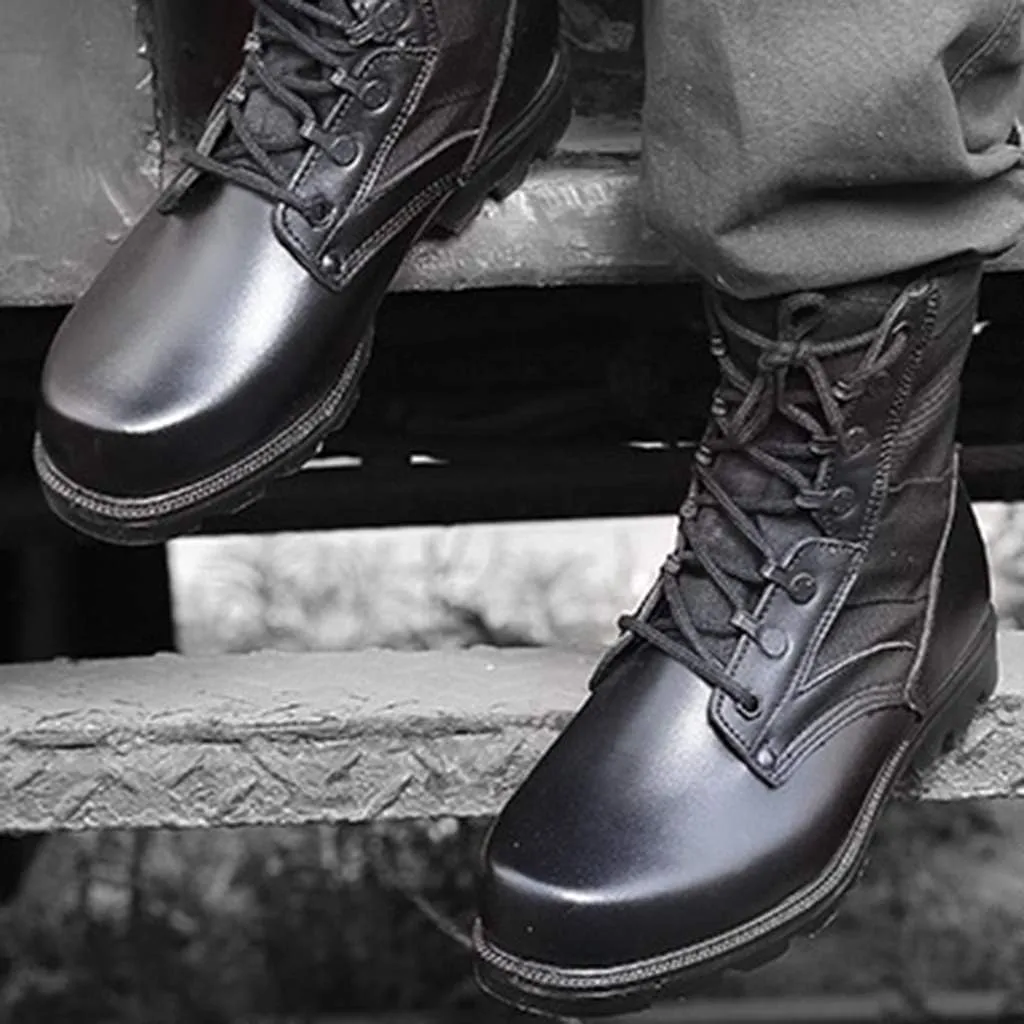 Men's Combat BootsOutdoor Mountaineering Off-Road Tactical Boots High-Tops Military Jungle Training Shoes,Black-37