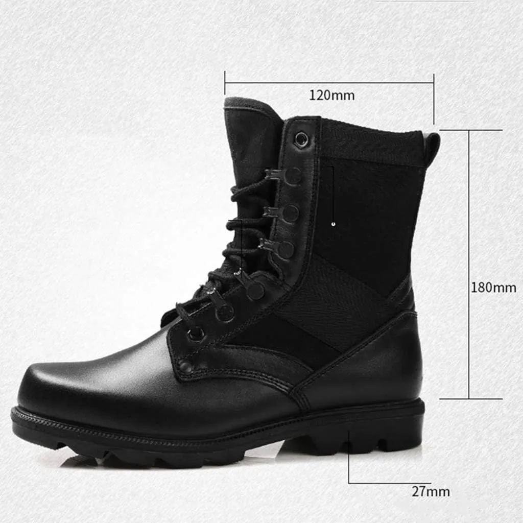 Men's Combat BootsOutdoor Mountaineering Off-Road Tactical Boots High-Tops Military Jungle Training Shoes,Black-37