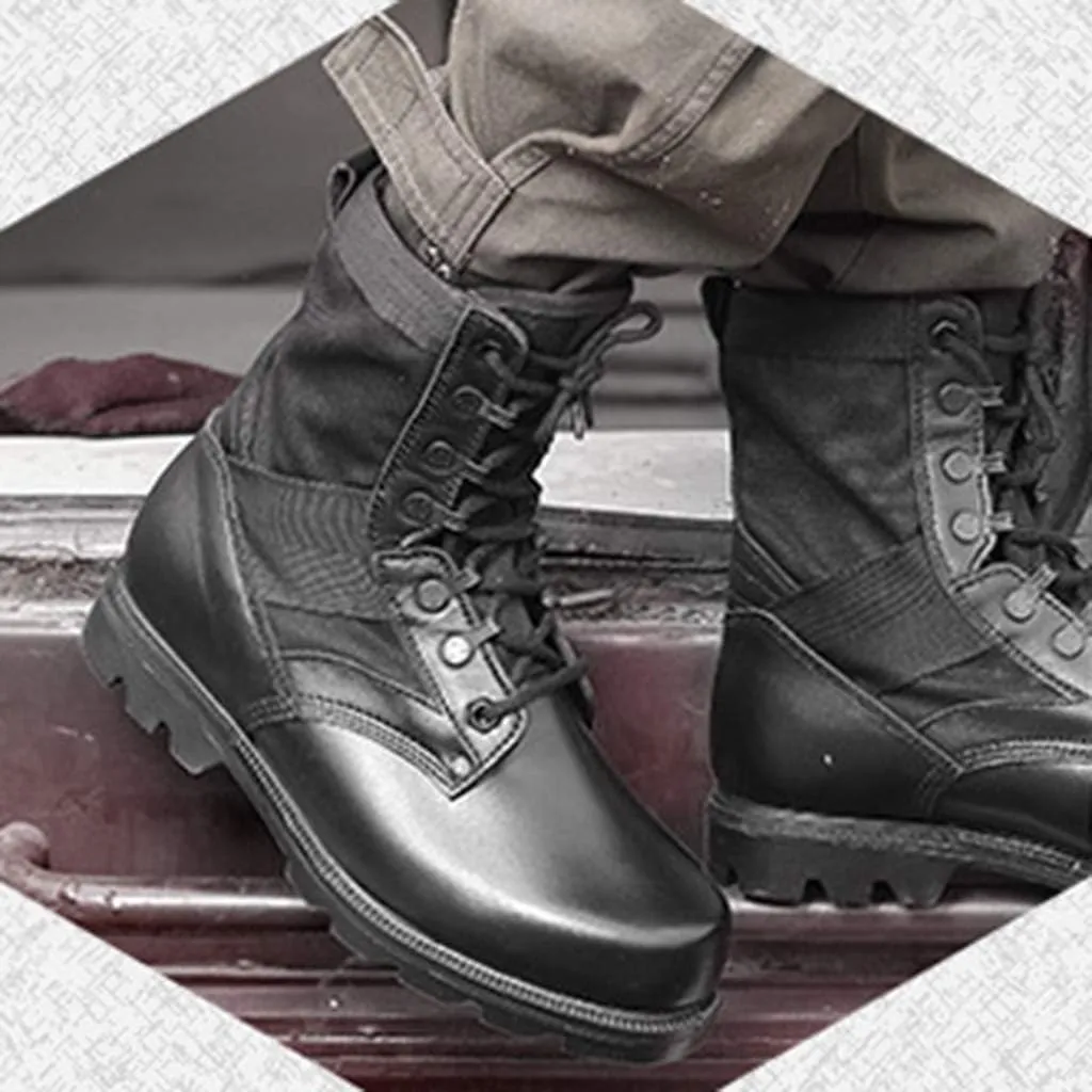 Men's Combat BootsOutdoor Mountaineering Off-Road Tactical Boots High-Tops Military Jungle Training Shoes,Black-37