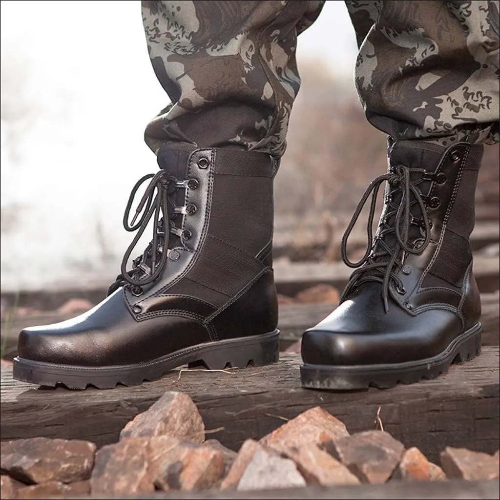 Men's Combat BootsOutdoor Work Walking Safety Training Shoes High-Tops Mountaineering Off-Road Tactical Boots,Black B-37