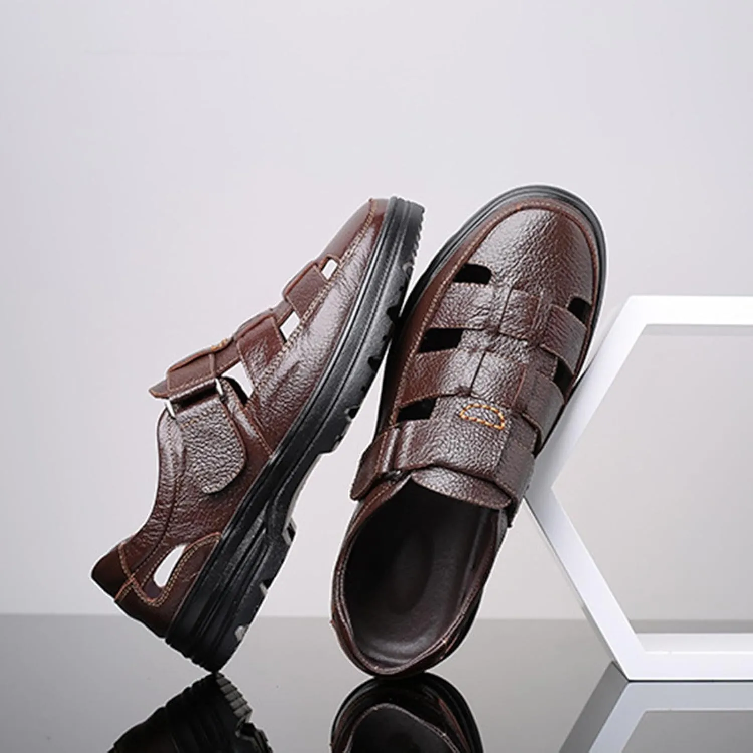 Mens Dress Sandals Fashion Brown Working Business Sandal Summer Breathable Synthetic Office Oxfords Cocktail Party Formal Shoes