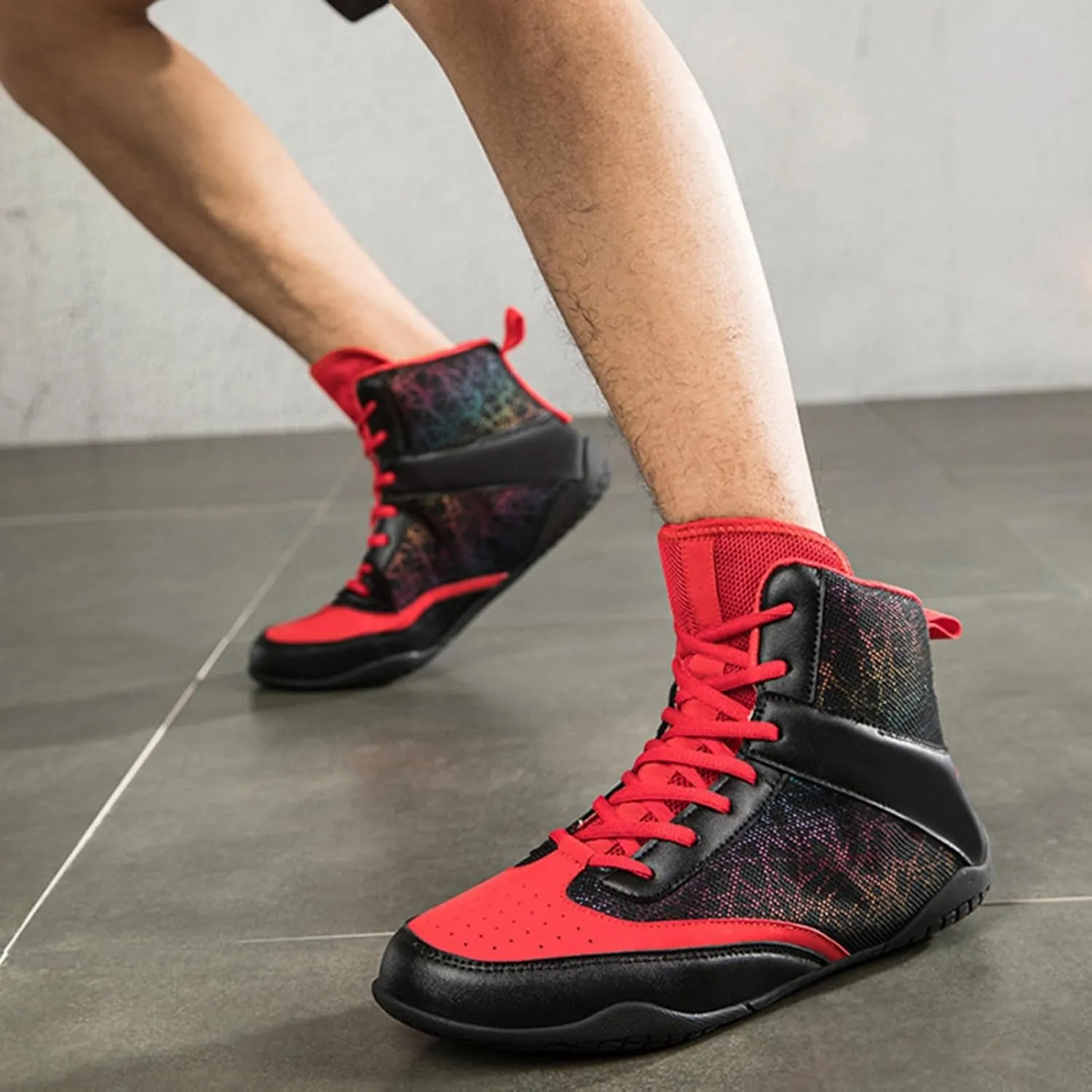 Mens Fashion Boxing Boots Lightweight Breathable Youth Bodybuilding Shoes Non Slip Kickboxing Wrestling Training Shoes