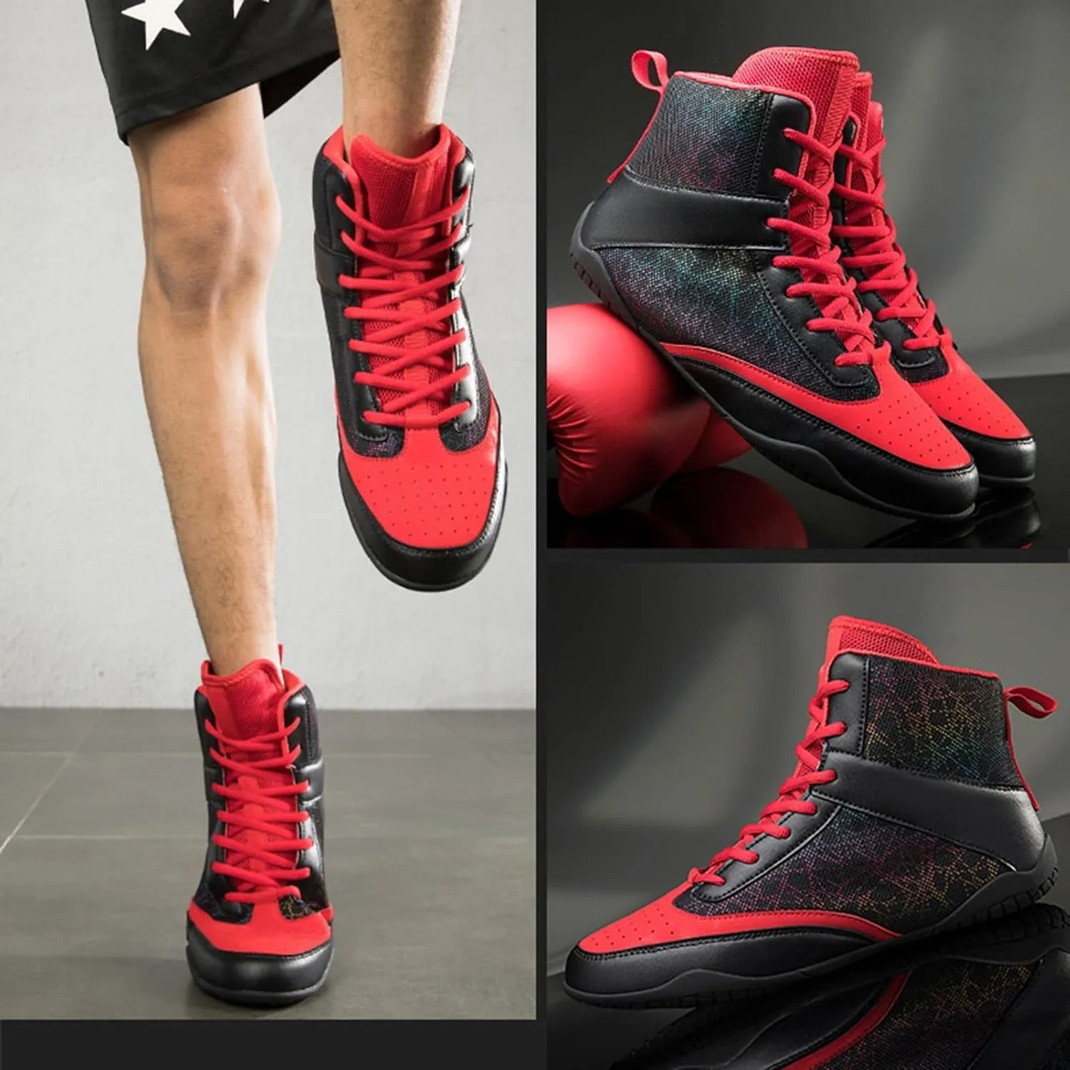 Mens Fashion Boxing Boots Lightweight Breathable Youth Bodybuilding Shoes Non Slip Kickboxing Wrestling Training Shoes
