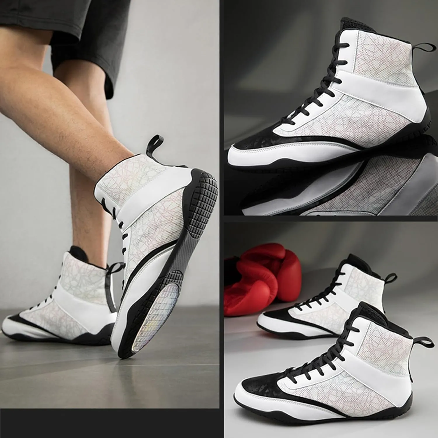 Mens Fashion Boxing Boots Lightweight Breathable Youth Bodybuilding Shoes Non Slip Kickboxing Wrestling Training Shoes