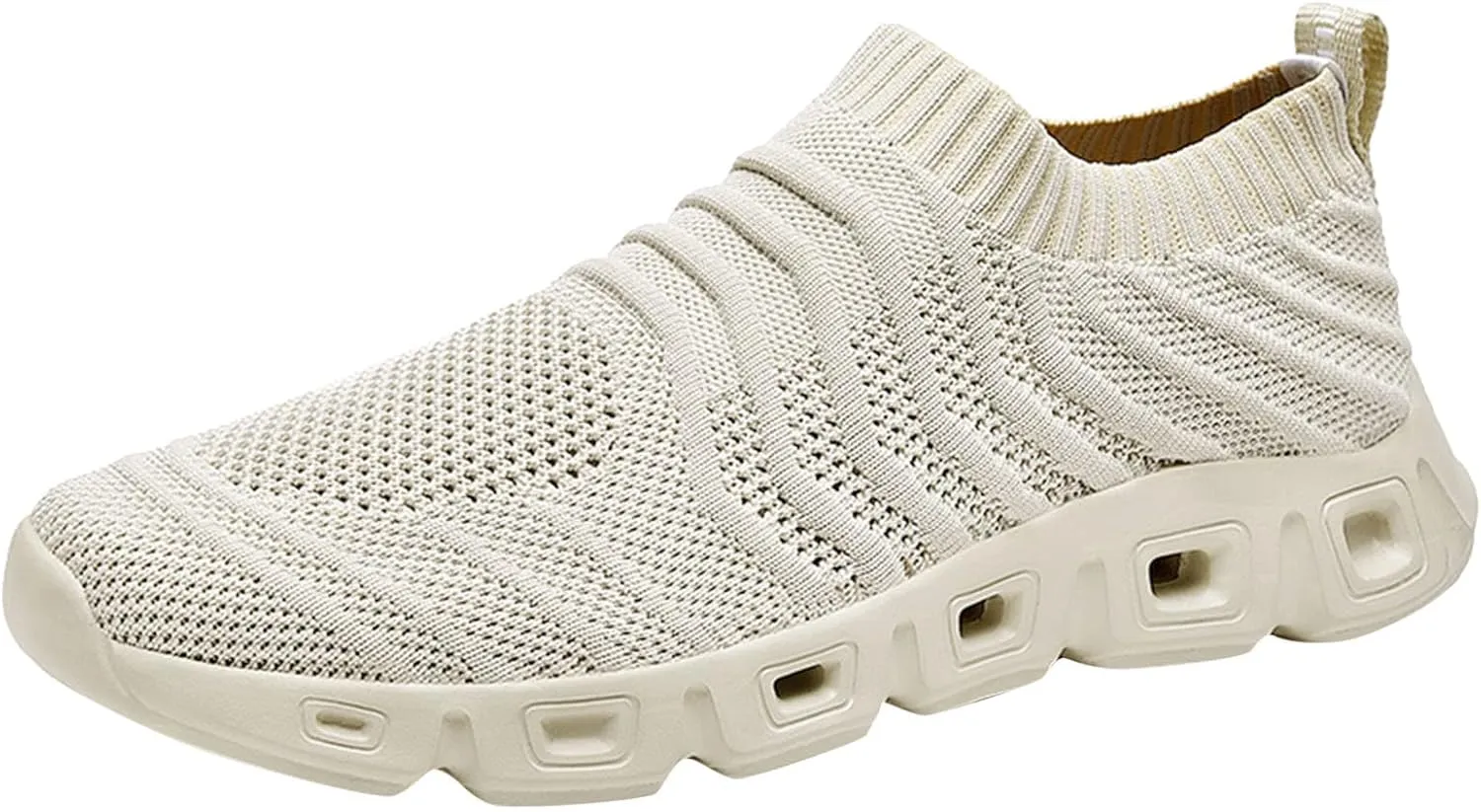 Men's Lace Up Memory Foam Sneakers Breathable Elastic Fly Woven Mesh Sneaker Lightweight Diabetic Shoes for Men
