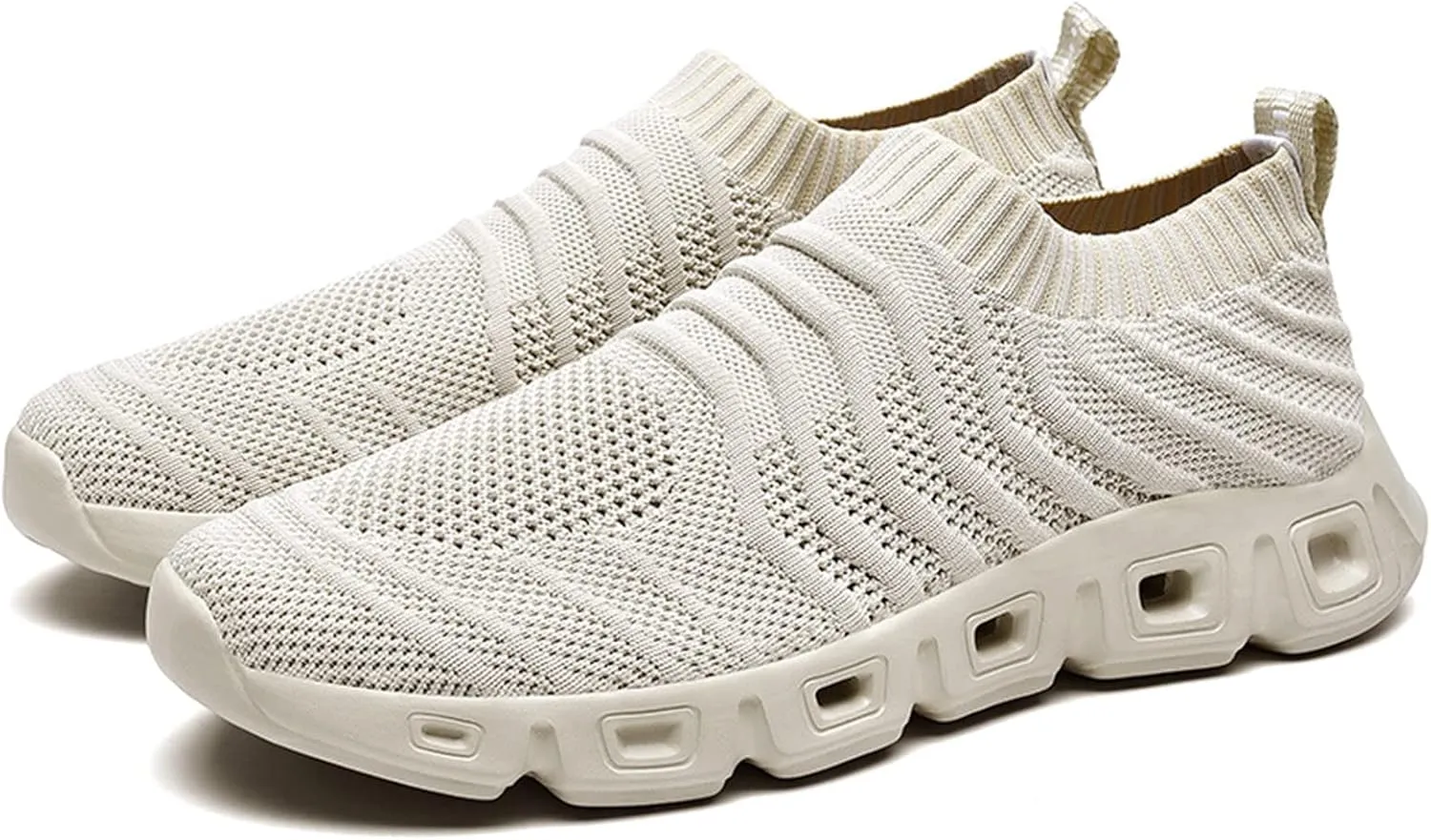 Men's Lace Up Memory Foam Sneakers Breathable Elastic Fly Woven Mesh Sneaker Lightweight Diabetic Shoes for Men