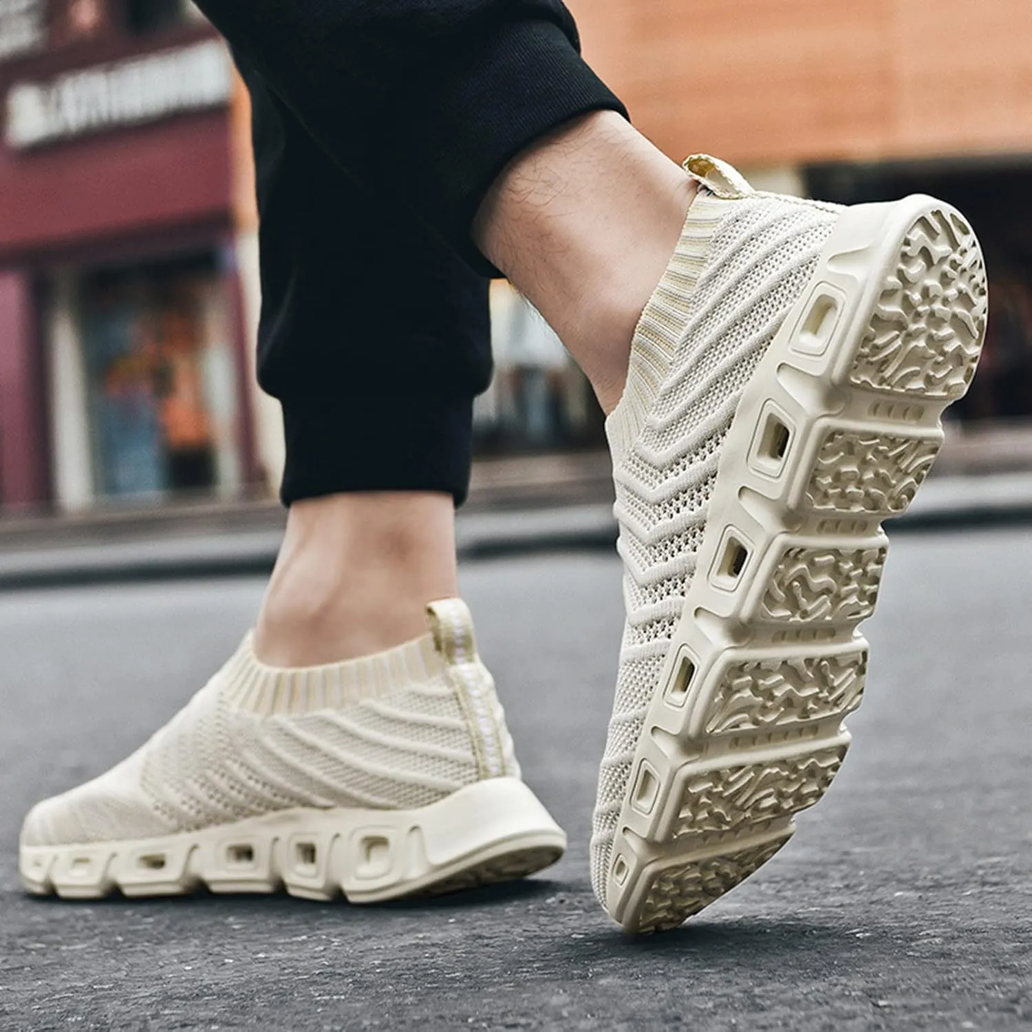 Men's Lace Up Memory Foam Sneakers Breathable Elastic Fly Woven Mesh Sneaker Lightweight Diabetic Shoes for Men