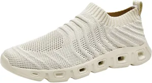 Men's Lace Up Memory Foam Sneakers Breathable Elastic Fly Woven Mesh Sneaker Lightweight Diabetic Shoes for Men