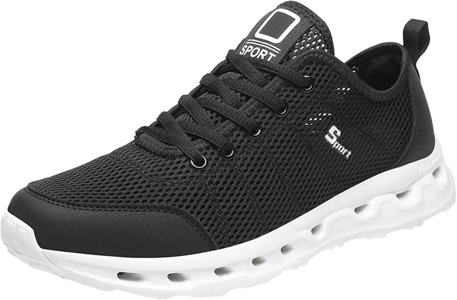 Men's Non Slip Tennis Sneakers Lightweight Breathable Walking Shoe Gym Tennis Breathable Lace Up Shoes for Men