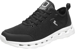 Men's Non Slip Tennis Sneakers Lightweight Breathable Walking Shoe Gym Tennis Breathable Lace Up Shoes for Men