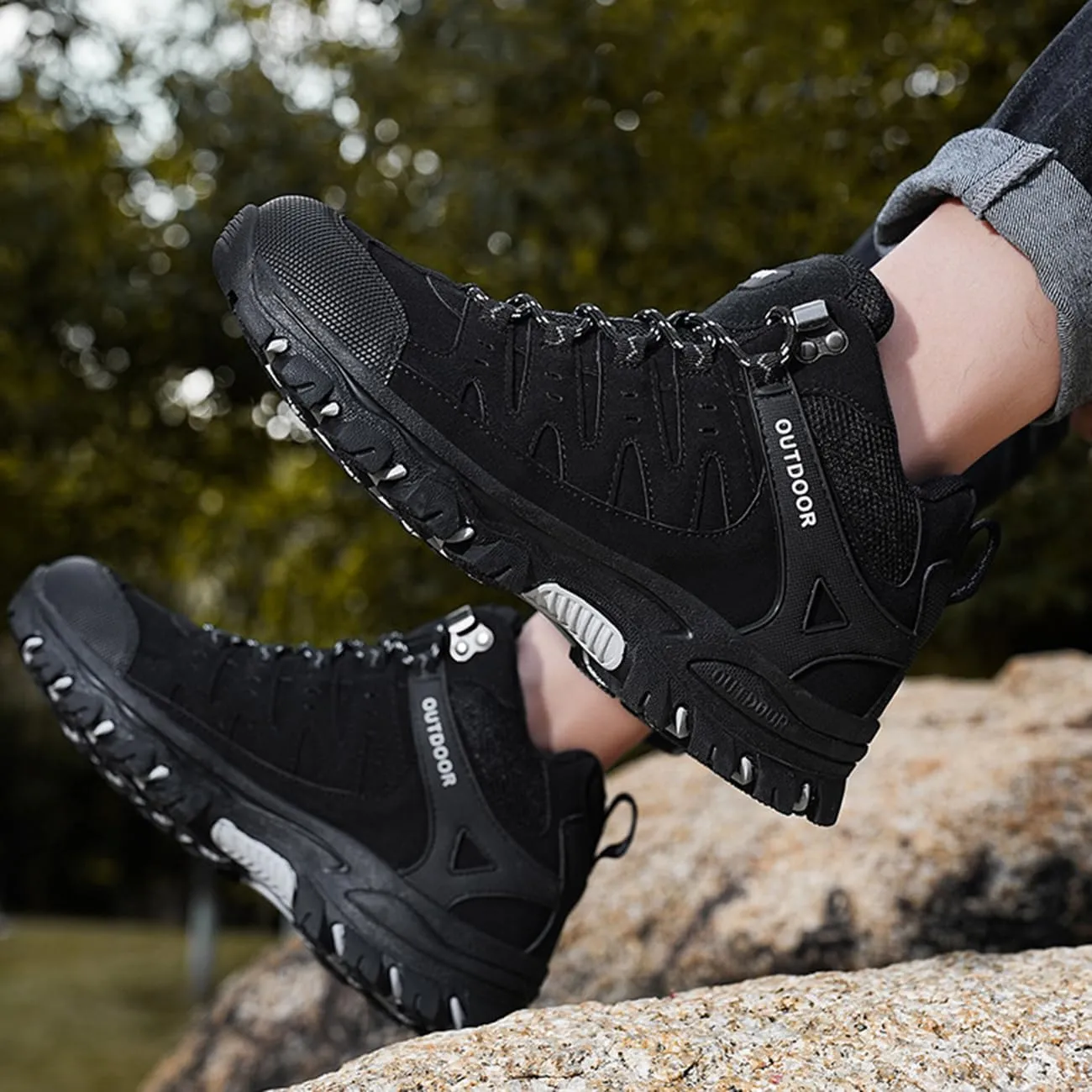 Men's Outdoor Hiking Boots Waterproof Non-Slip Work Boots High Top Trekking Hiking Shoes