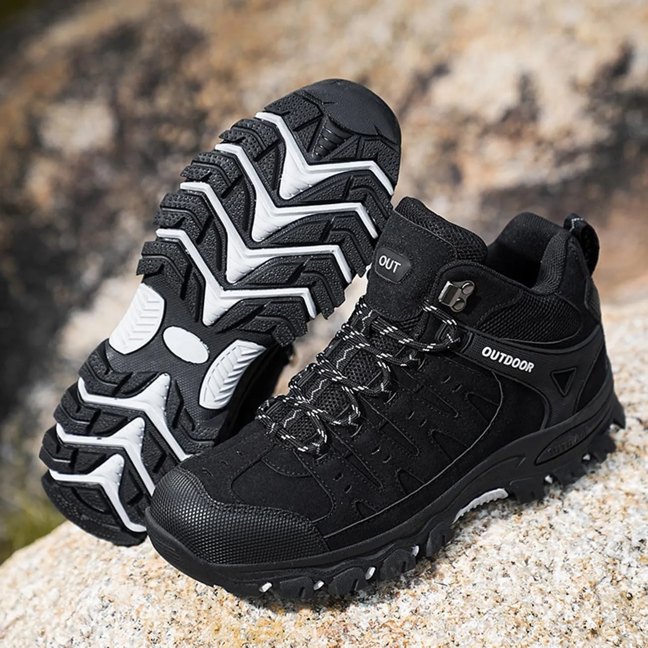 Men's Outdoor Hiking Boots Waterproof Non-Slip Work Boots High Top Trekking Hiking Shoes