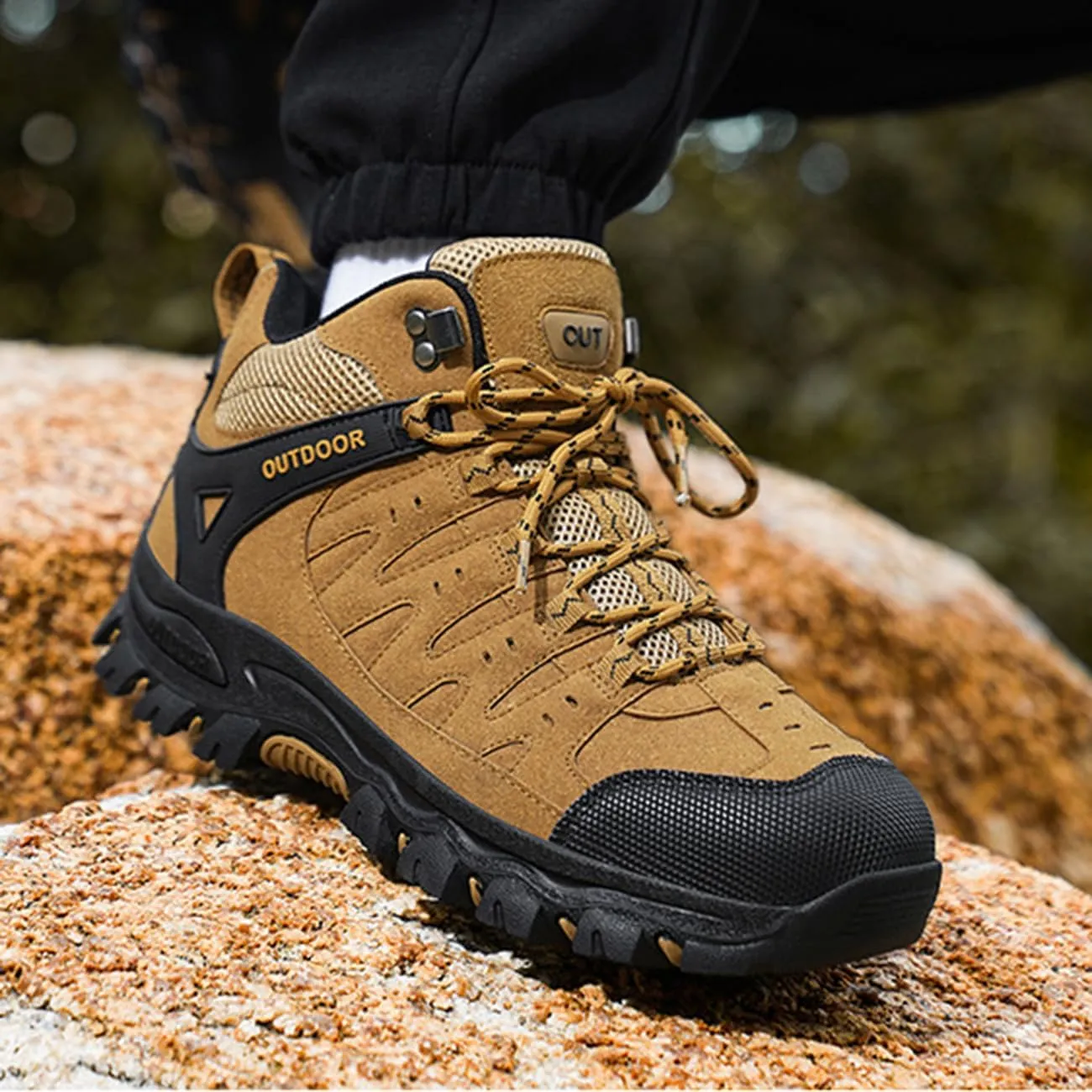 Men's Outdoor Hiking Boots Waterproof Non-Slip Work Boots High Top Trekking Hiking Shoes