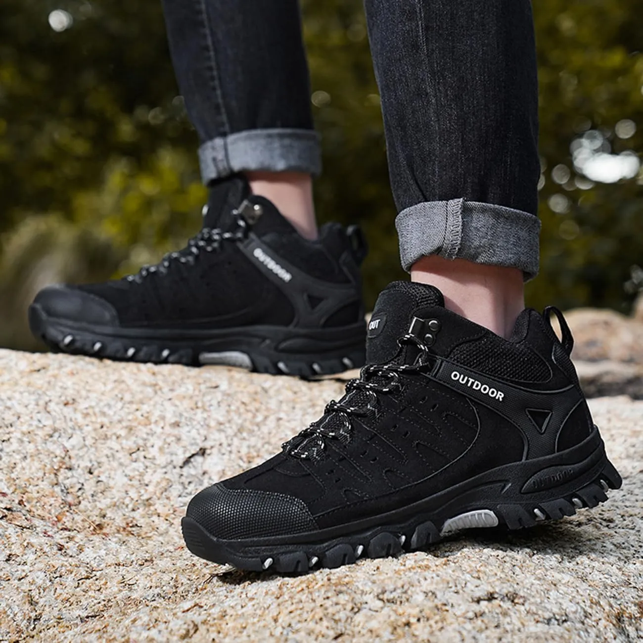 Men's Outdoor Hiking Boots Waterproof Non-Slip Work Boots High Top Trekking Hiking Shoes