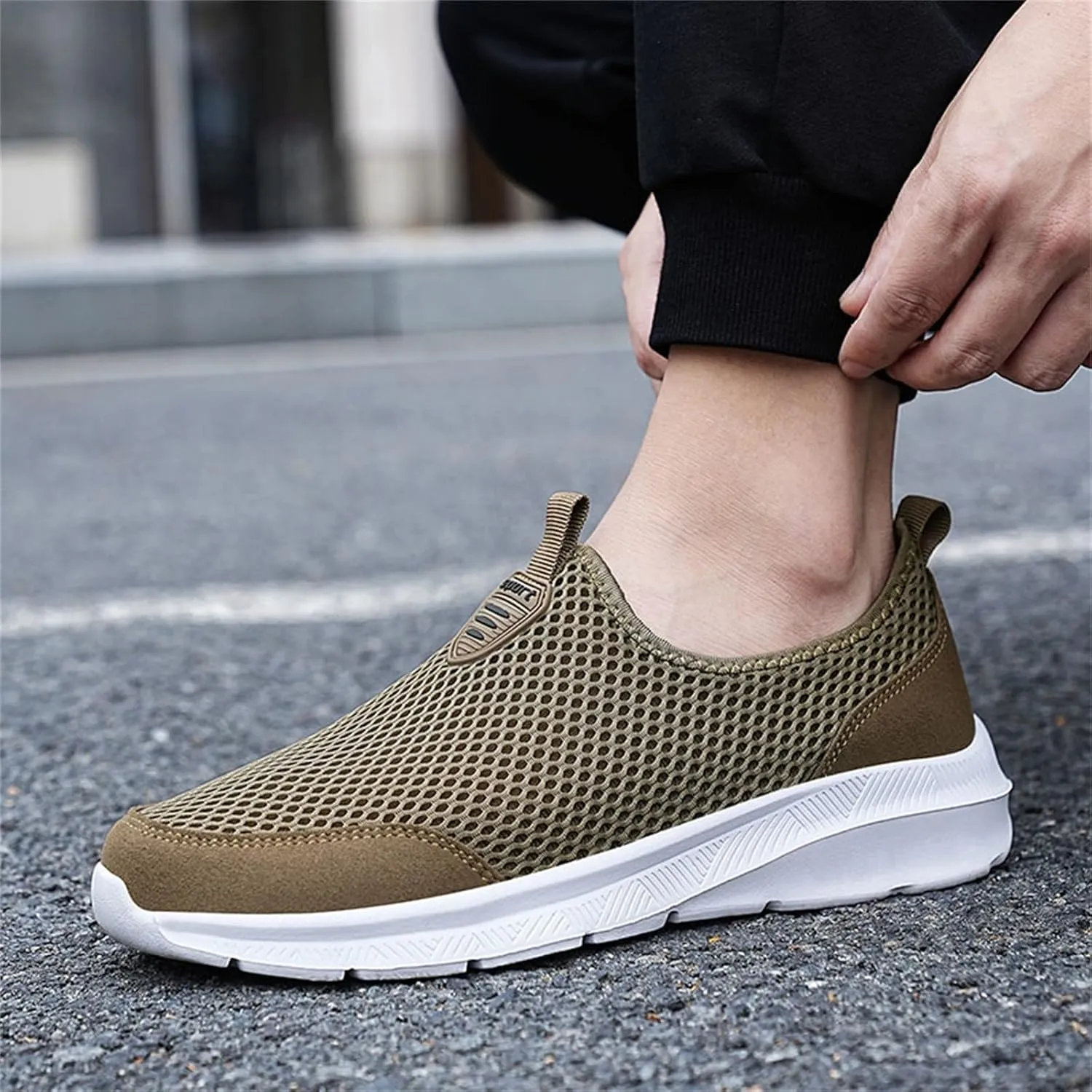 Mens Running Shoes Slip-on Walking Tennis Sneakers Lightweight Breathable Casual Soft Sole Mesh Workout Sports Shoes