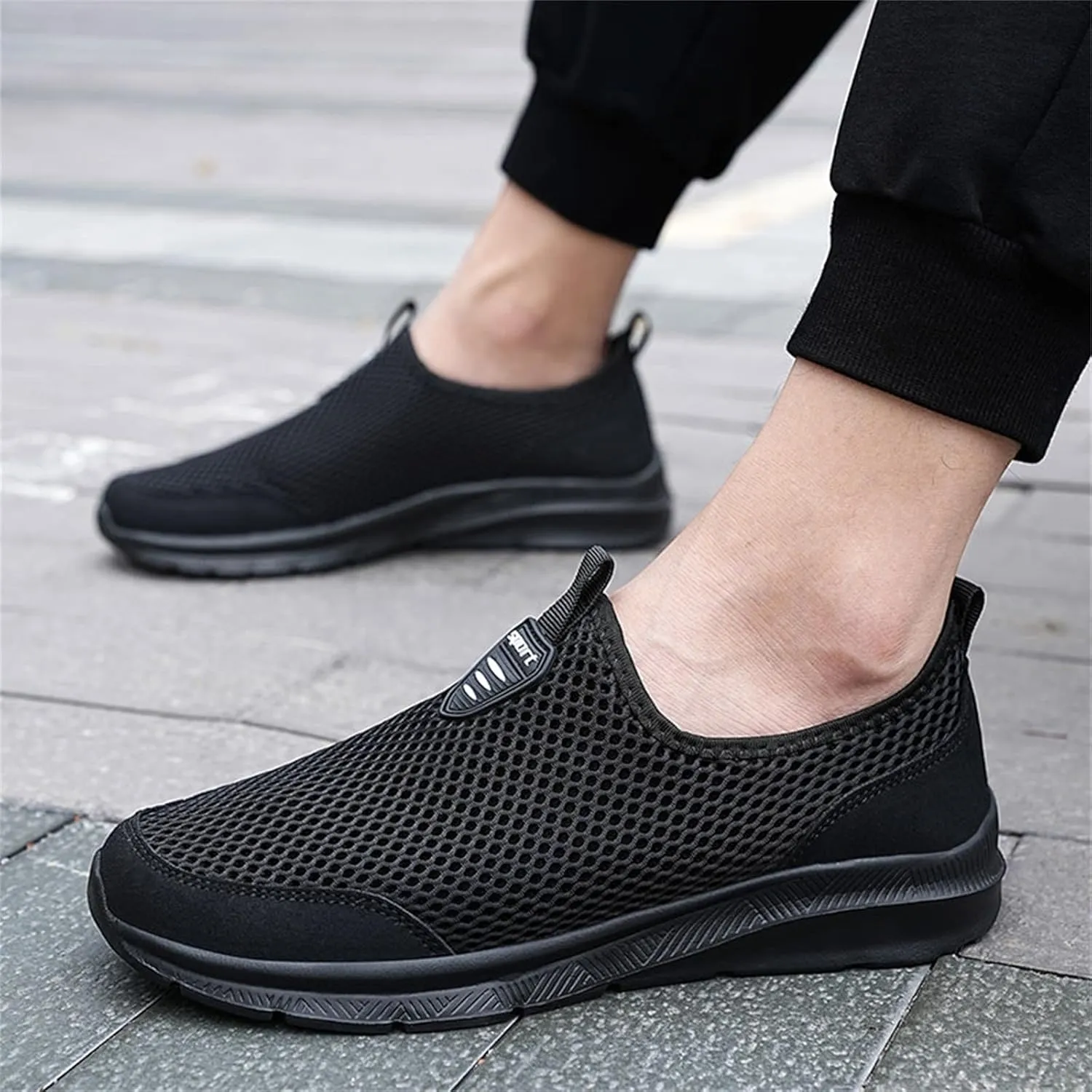 Mens Running Shoes Slip-on Walking Tennis Sneakers Lightweight Breathable Casual Soft Sole Mesh Workout Sports Shoes