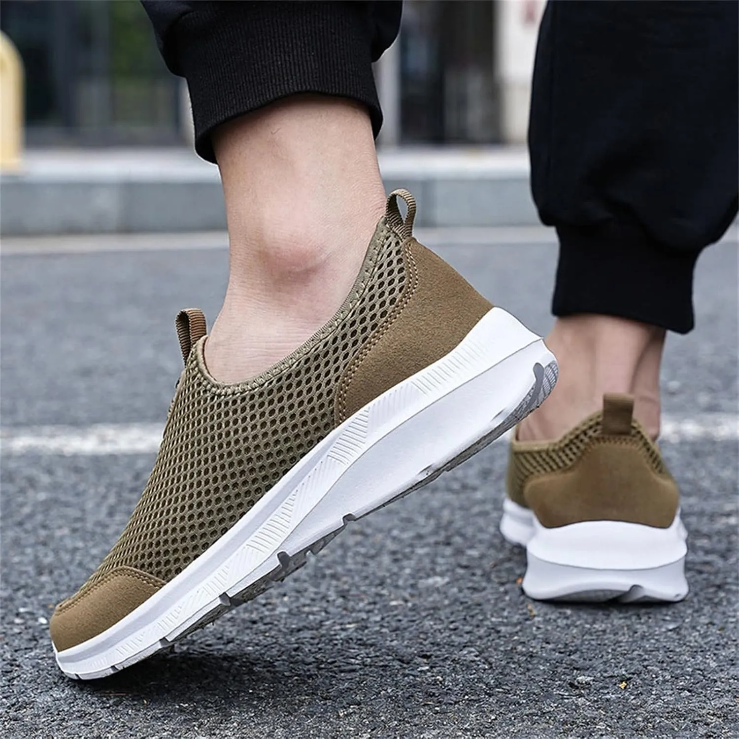 Mens Running Shoes Slip-on Walking Tennis Sneakers Lightweight Breathable Casual Soft Sole Mesh Workout Sports Shoes