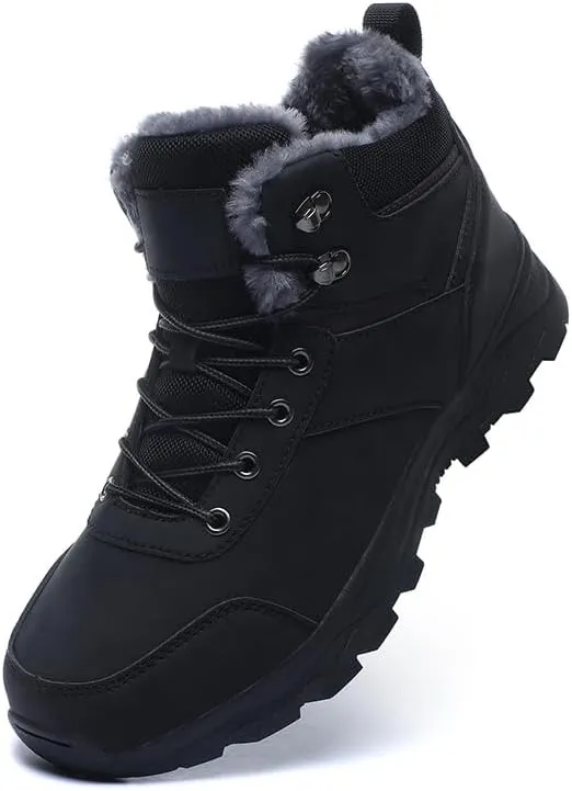 Mens Snow Boots Hiking Non-Slip Waterproof Warm Fur Lined Comfortable Outdoor Shoes