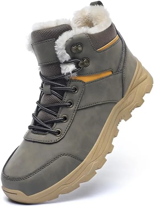 Mens Snow Boots Hiking Non-Slip Waterproof Warm Fur Lined Comfortable Outdoor Shoes