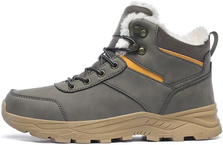 Mens Snow Boots Hiking Non-Slip Waterproof Warm Fur Lined Comfortable Outdoor Shoes