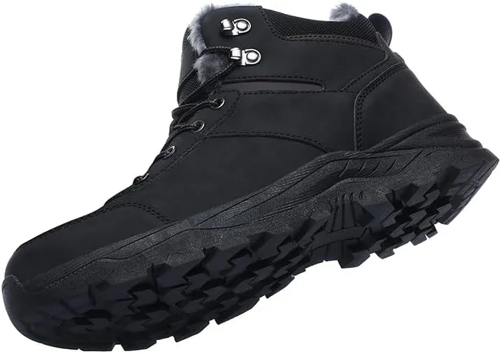 Mens Snow Boots Hiking Non-Slip Waterproof Warm Fur Lined Comfortable Outdoor Shoes