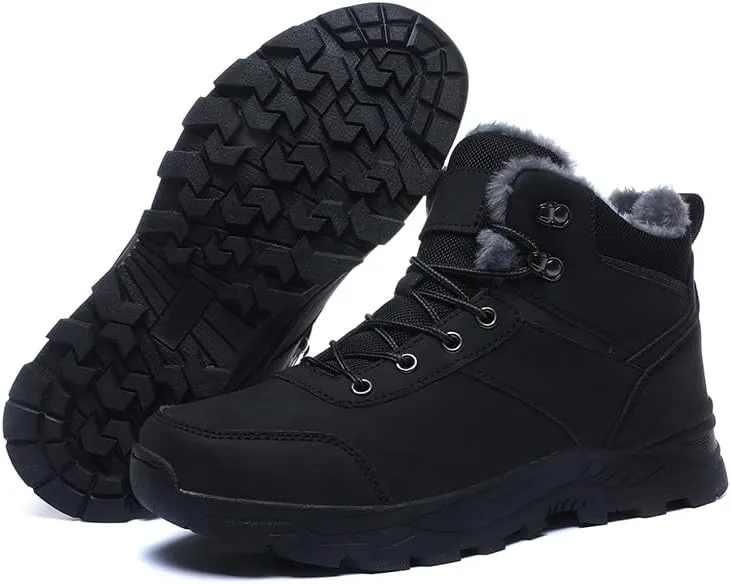 Mens Snow Boots Hiking Non-Slip Waterproof Warm Fur Lined Comfortable Outdoor Shoes