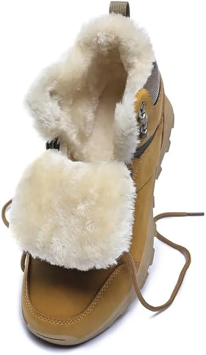 Mens Snow Boots Hiking Non-Slip Waterproof Warm Fur Lined Comfortable Outdoor Shoes