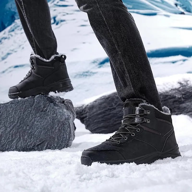 Mens Snow Boots Hiking Non-Slip Waterproof Warm Fur Lined Comfortable Outdoor Shoes