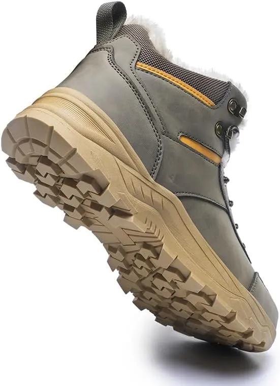 Mens Snow Boots Hiking Non-Slip Waterproof Warm Fur Lined Comfortable Outdoor Shoes