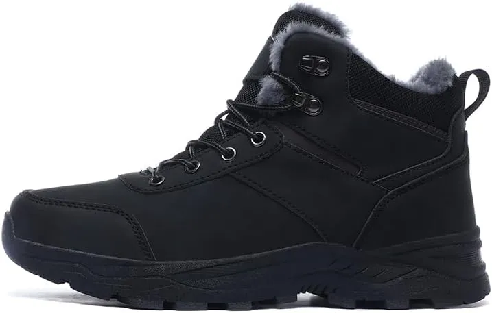 Mens Snow Boots Hiking Non-Slip Waterproof Warm Fur Lined Comfortable Outdoor Shoes
