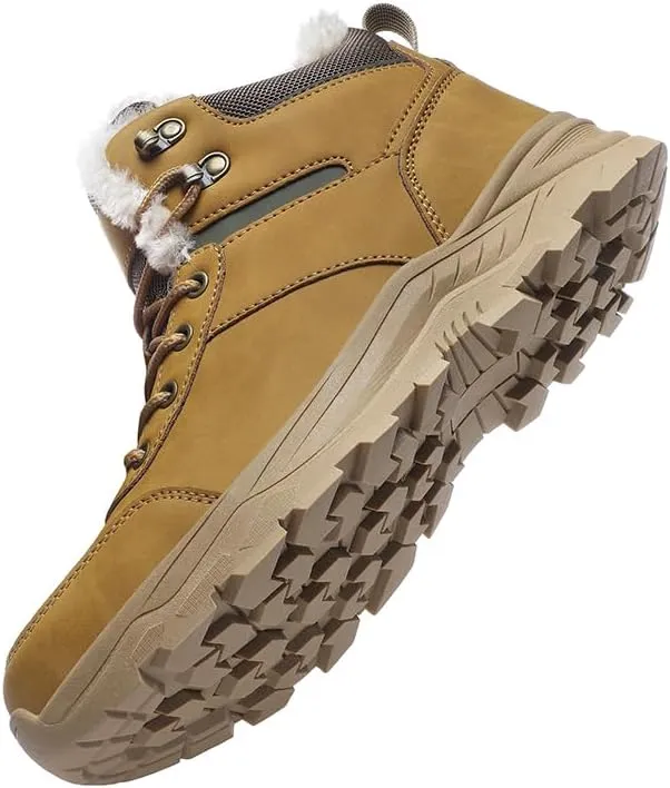 Mens Snow Boots Hiking Non-Slip Waterproof Warm Fur Lined Comfortable Outdoor Shoes