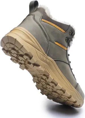 Mens Snow Boots Hiking Non-Slip Waterproof Warm Fur Lined Comfortable Outdoor Shoes
