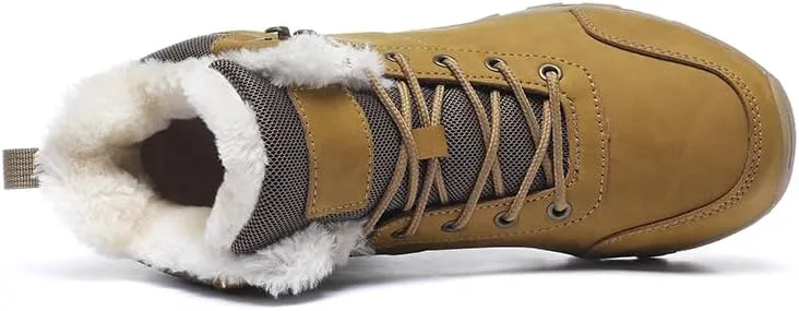 Mens Snow Boots Hiking Non-Slip Waterproof Warm Fur Lined Comfortable Outdoor Shoes
