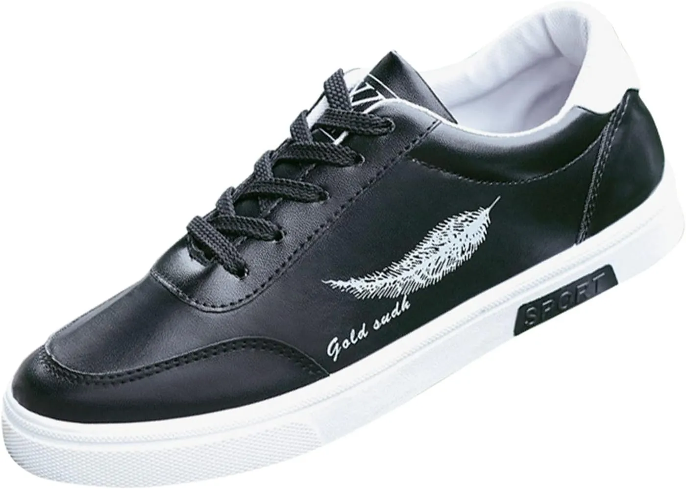 Men's Walking Shoes White Leather Sneakers Men Men's Fashion Sneakers Casual Walking Shoes Pickle Shoes Mens