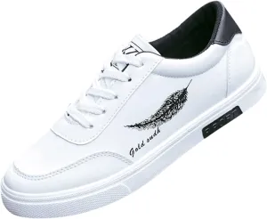 Men's Walking Shoes White Leather Sneakers Men Men's Fashion Sneakers Casual Walking Shoes Pickle Shoes Mens