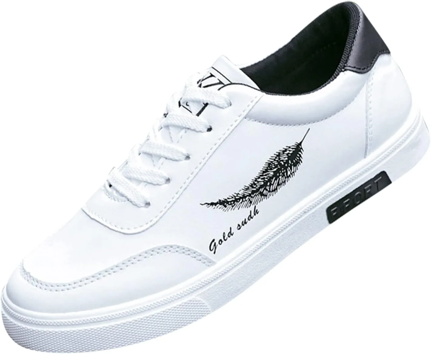 Men's Walking Shoes White Leather Sneakers Men Men's Fashion Sneakers Casual Walking Shoes Pickle Shoes Mens