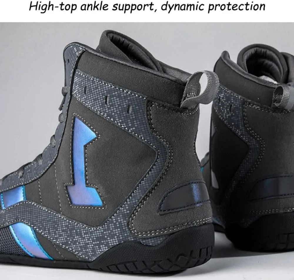 Men's Women's High Top Wrestling Shoes Unisex Boxing Boots Combat Boxers Trainer Martial Arts Shoes Athletic Fitness Shoes Bodybuilding, Non-Slip Rubber Sole, Breathable Sweat Resistant, 35-46 EU