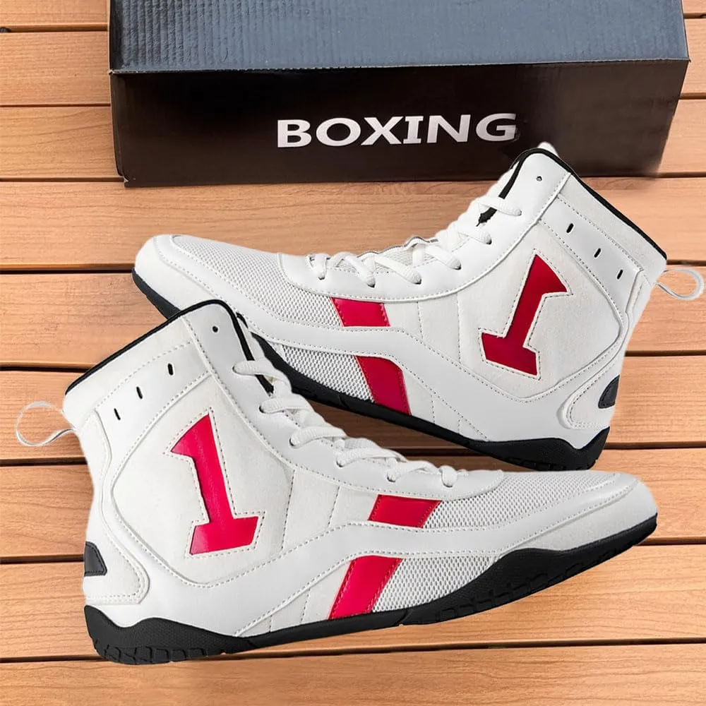 Men's Women's High Top Wrestling Shoes Unisex Boxing Boots Combat Boxers Trainer Martial Arts Shoes Athletic Fitness Shoes Bodybuilding, Non-Slip Rubber Sole, Breathable Sweat Resistant, 35-46 EU
