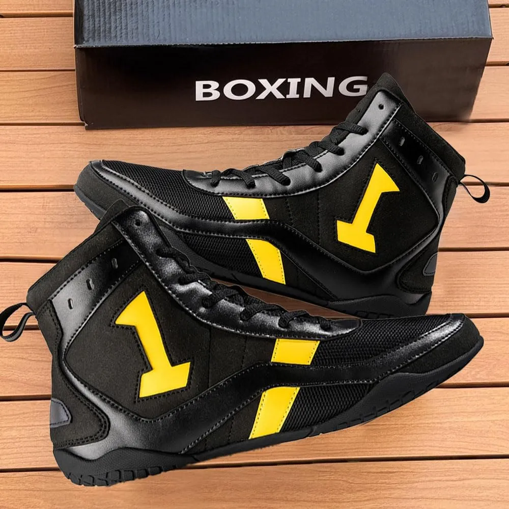 Men's Women's High Top Wrestling Shoes Unisex Boxing Boots Combat Boxers Trainer Martial Arts Shoes Athletic Fitness Shoes Bodybuilding, Non-Slip Rubber Sole, Breathable Sweat Resistant, 35-46 EU