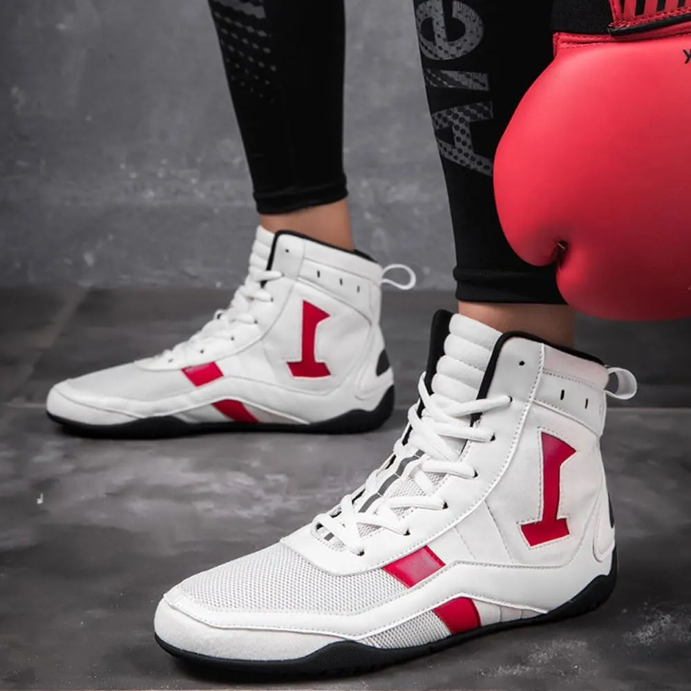 Men's Women's High Top Wrestling Shoes Unisex Boxing Boots Combat Boxers Trainer Martial Arts Shoes Athletic Fitness Shoes Bodybuilding, Non-Slip Rubber Sole, Breathable Sweat Resistant, 35-46 EU