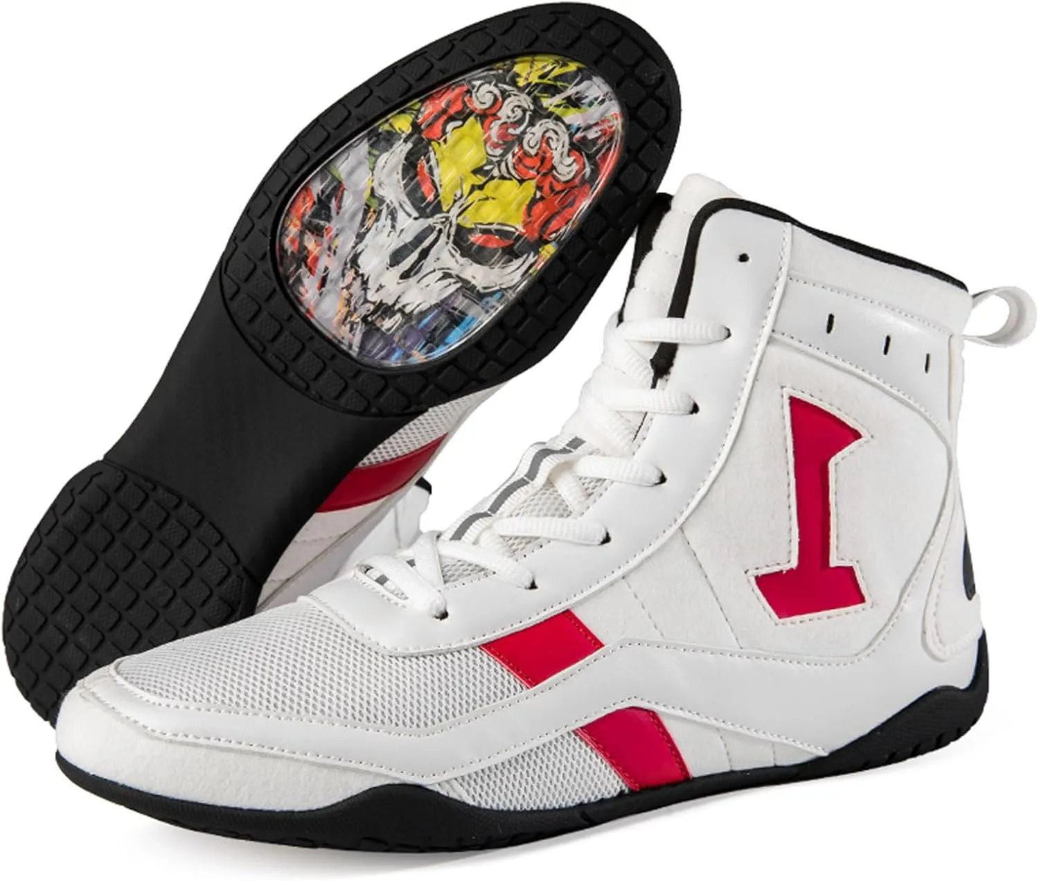 Men's Women's High Top Wrestling Shoes Unisex Boxing Boots Combat Boxers Trainer Martial Arts Shoes Athletic Fitness Shoes Bodybuilding, Non-Slip Rubber Sole, Breathable Sweat Resistant, 35-46 EU