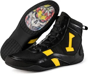 Men's Women's High Top Wrestling Shoes Unisex Boxing Boots Combat Boxers Trainer Martial Arts Shoes Athletic Fitness Shoes Bodybuilding, Non-Slip Rubber Sole, Breathable Sweat Resistant, 35-46 EU