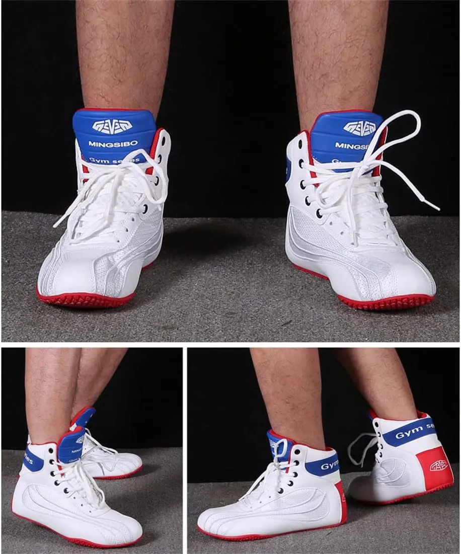 Mens' Wrestling Shoes, Breathable Kickboxing Trainers Durable Lightweight Squat Shoes Non-Slip Bodybuilding Powerlifting Shoes