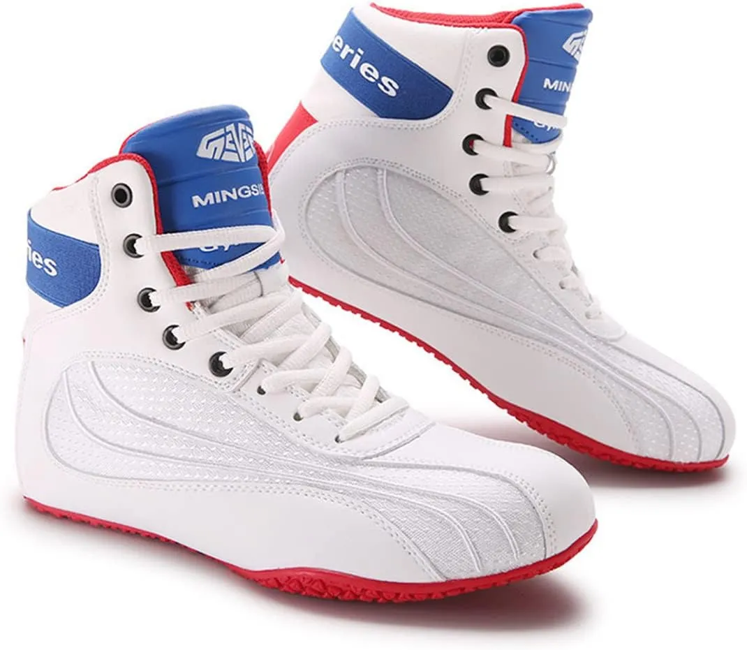 Mens' Wrestling Shoes, Breathable Kickboxing Trainers Durable Lightweight Squat Shoes Non-Slip Bodybuilding Powerlifting Shoes