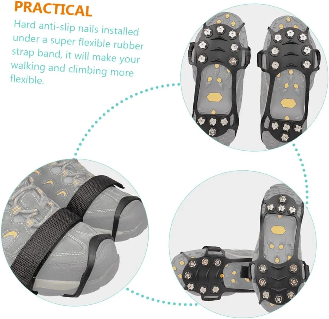 Mountaineering Covers Climbing Shoes Ice Skates Grippers Shoe Spikes Ice Picks for Breaking Ice Sled Ski/1194